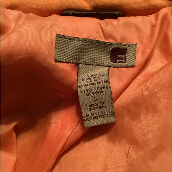 Navy Green Puff Jacket Size S Orang Lined - Picture 2 of 4